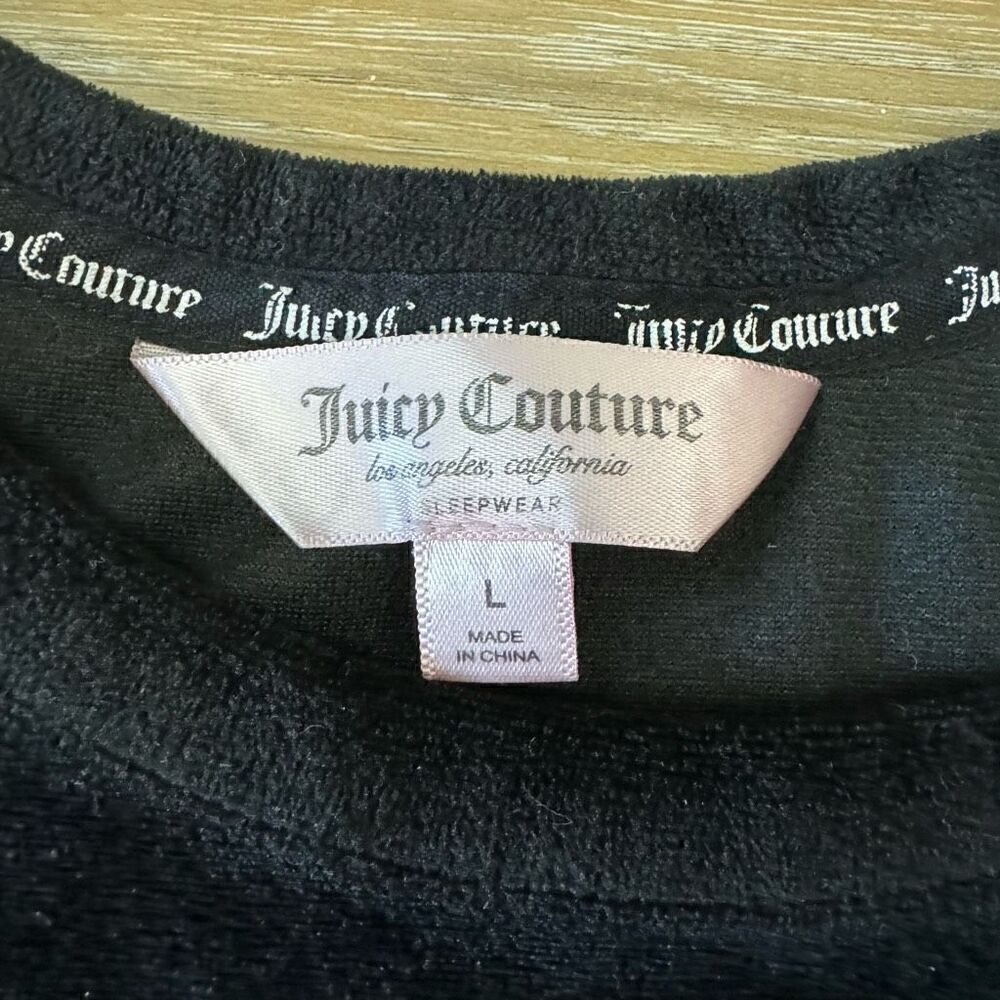 Juicy Couture Size L Short Sleeve Velour Sleep Shirt Black Studded Bedazzled Y2K - Picture 2 of 4